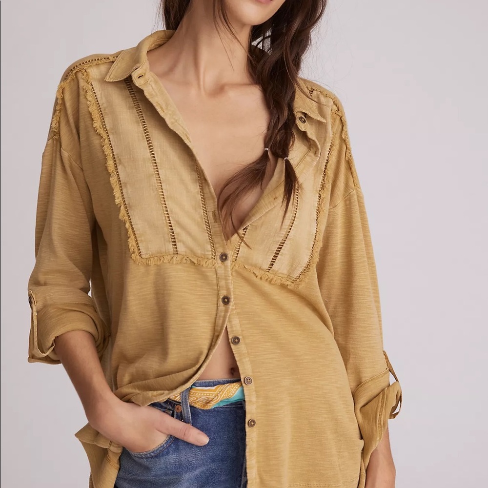 NWT Anthropologie Pilcro Frayed Tunic Buttondown